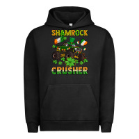 Pigment Black shamrocks crusher monster truck with shamrocks Urban Hoodie - AdoDesignShop