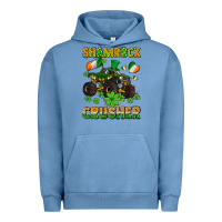 Pigment Pebble Blue shamrocks crusher monster truck with shamrocks Urban Hoodie - AdoDesignShop