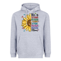 Heather Grey she is strong fearless warm loving mom Heavyweight Hoodie - MaliasSmallBusiness