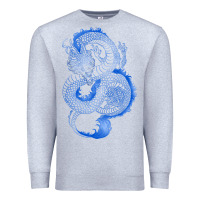 Heather Grey blue dragon Premium Sweatshirt - RanaPortraitStore