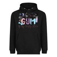 Black the gym is my happy place Heavyweight Hoodie - MaliasSmallBusiness