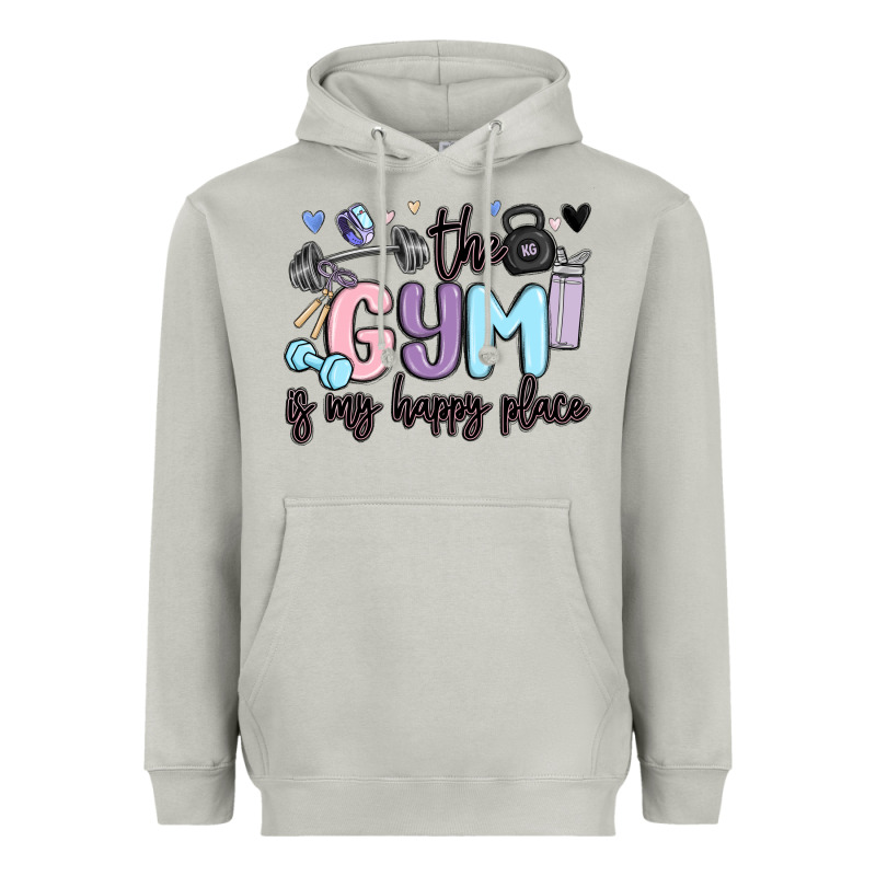 The Gym Is My Happy Place Heavyweight Hoodie by MaliasSmallBusiness | Teevron