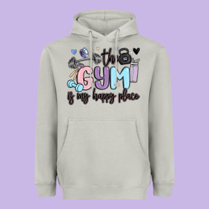 The Gym Is My Happy Place Heavyweight Hoodie Designed By Maliassmallbusiness