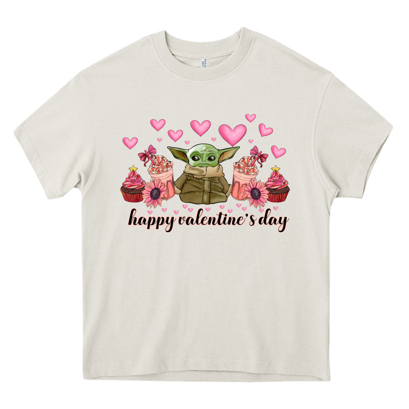 Happy Valentines Day Yoda Heavy Core Tee by CowhideDigitalArt | Teevron
