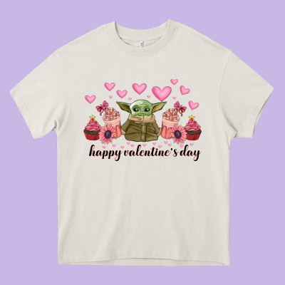 Happy Valentines Day Yoda Heavy Core Tee Designed By Cowhidedigitalart