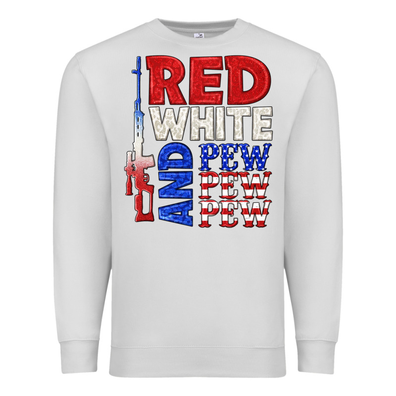 Red White And Pew Pew Pew Premium Sweatshirt by texasbilliewilder | Teevron