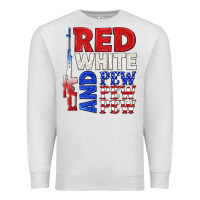 Oatmeal Heather red white and pew pew pew Premium Sweatshirt - texasbilliewilder