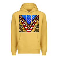Antique Gold american sunflower and camouflage Premium Hoodie - AdoDesignShop
