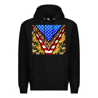 Black american sunflower and camouflage Premium Hoodie - AdoDesignShop