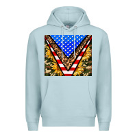 Blue Mist american sunflower and camouflage Premium Hoodie - AdoDesignShop
