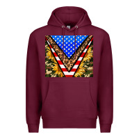 Burgundy american sunflower and camouflage Premium Hoodie - AdoDesignShop