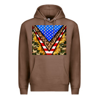 Chestnut american sunflower and camouflage Premium Hoodie - AdoDesignShop