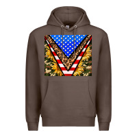 Coffee american sunflower and camouflage Premium Hoodie - AdoDesignShop