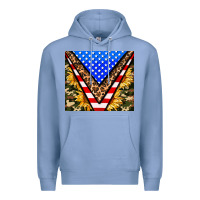 Colony Blue american sunflower and camouflage Premium Hoodie - AdoDesignShop