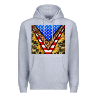Heather Grey american sunflower and camouflage Premium Hoodie - AdoDesignShop
