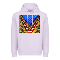 Lilac american sunflower and camouflage Premium Hoodie - AdoDesignShop