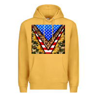 Mustard american sunflower and camouflage Premium Hoodie - AdoDesignShop