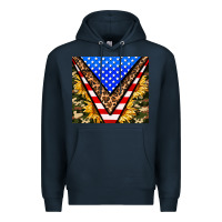Navy american sunflower and camouflage Premium Hoodie - AdoDesignShop