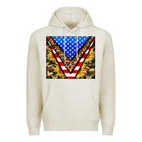 Oatmeal Heather american sunflower and camouflage Premium Hoodie - AdoDesignShop