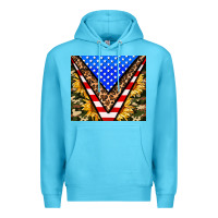 Ocean Blue american sunflower and camouflage Premium Hoodie - AdoDesignShop
