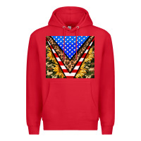Red american sunflower and camouflage Premium Hoodie - AdoDesignShop