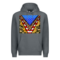 Rock american sunflower and camouflage Premium Hoodie - AdoDesignShop