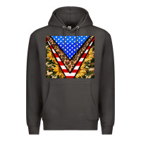 Smoke american sunflower and camouflage Premium Hoodie - AdoDesignShop