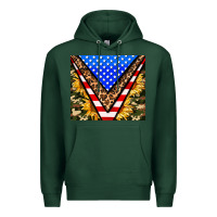 Sports Green american sunflower and camouflage Premium Hoodie - AdoDesignShop