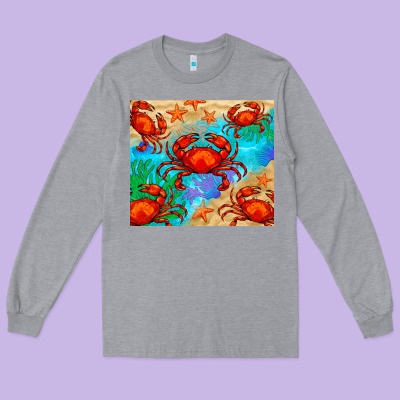 Crab Long Sleeve Tee Designed By Barkaloodesign