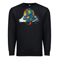 Black blue dragon ocean waves and sun Premium Sweatshirt - RanaPortraitStore