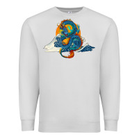 Dove Grey blue dragon ocean waves and sun Premium Sweatshirt - RanaPortraitStore