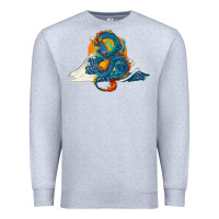 Heather Grey blue dragon ocean waves and sun Premium Sweatshirt - RanaPortraitStore