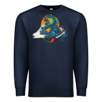 Navy blue dragon ocean waves and sun Premium Sweatshirt - RanaPortraitStore