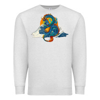 Oatmeal Heather blue dragon ocean waves and sun Premium Sweatshirt - RanaPortraitStore