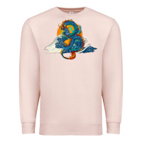 Pale Pink blue dragon ocean waves and sun Premium Sweatshirt - RanaPortraitStore