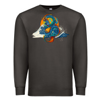 Smoke blue dragon ocean waves and sun Premium Sweatshirt - RanaPortraitStore