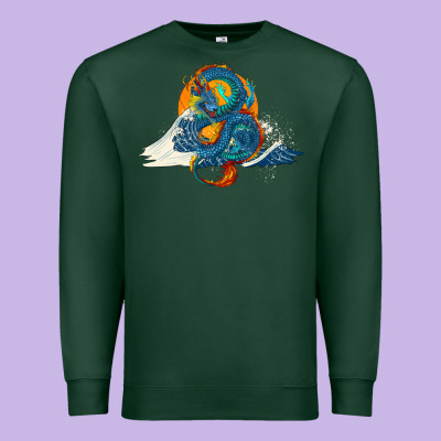 Premium Sweatshirt blue dragon ocean waves and sun