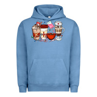 Pigment Pebble Blue Nurse Coffee Cups Urban Hoodie - Artiststas