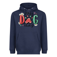 Navy crazy dog lady Heavyweight Hoodie - MaliasSmallBusiness