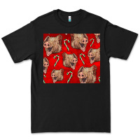 Black Yorkshire Pig And Candy Cane Premium Tee - LillyAllenDesigns