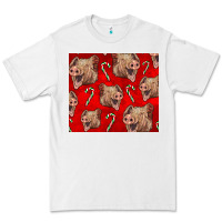 White Yorkshire Pig And Candy Cane Premium Tee - LillyAllenDesigns