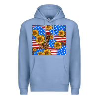 Colony Blue basic sunflower and leopard Premium Hoodie - AdoDesignShop