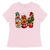 Bubblegum Pink Christmas coffee gnome Ladies Tee - BarkalooDesign