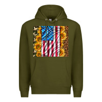 Army Green american realistic flag Premium Hoodie - AdoDesignShop