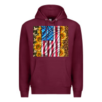 Burgundy american realistic flag Premium Hoodie - AdoDesignShop