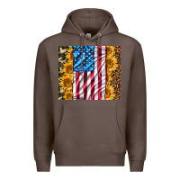Coffee american realistic flag Premium Hoodie - AdoDesignShop