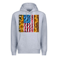 Heather Grey american realistic flag Premium Hoodie - AdoDesignShop