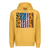 Mustard american realistic flag Premium Hoodie - AdoDesignShop