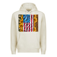 Oatmeal Heather american realistic flag Premium Hoodie - AdoDesignShop