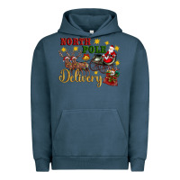 Pigment Midnight Navy North Pole Delivery Santa Sleigh Urban Hoodie - Artiststas